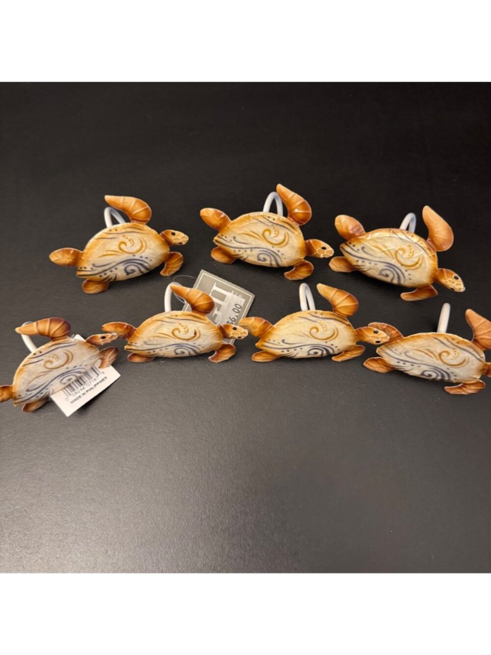 Hand-Painted Turtle Napkin Rings - Set Of 7 - Coastal Table Decor - Picture 5 of 9